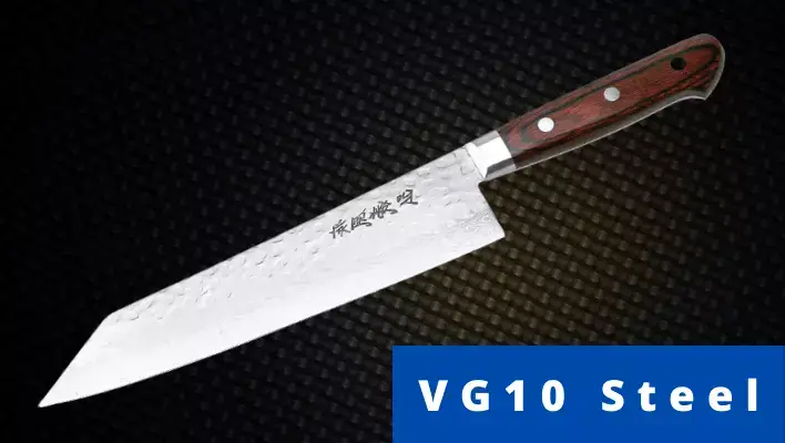 Pic showing VG10 steel knife with brown handle