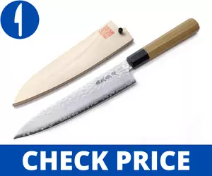 Yoshihiro Ambrosia Hammered Japanese Chefs Knife - 9.5-inch Handmade Japanese Knives