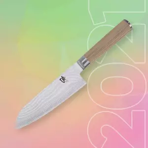 Silver Santoku Knives with brown handle